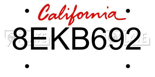 8EKB692 California License Plate