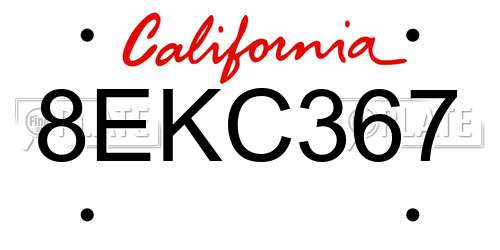8EKC367 California License Plate