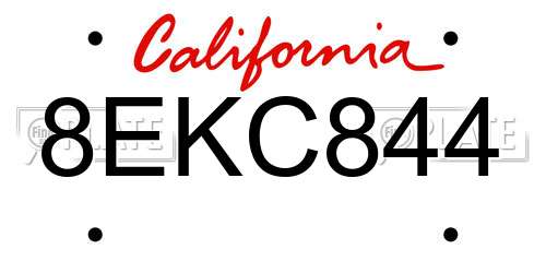 8EKC844 California License Plate