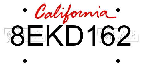8EKD162 California License Plate