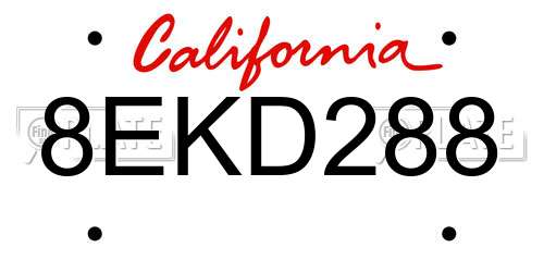 8EKD288 California License Plate