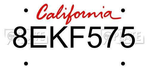 8EKF575 California License Plate