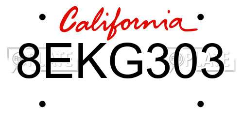 8EKG303 California License Plate