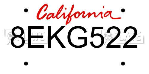 8EKG522 California License Plate