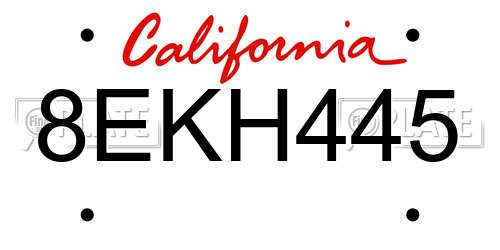 8EKH445 California License Plate