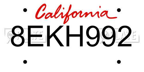 8EKH992 California License Plate