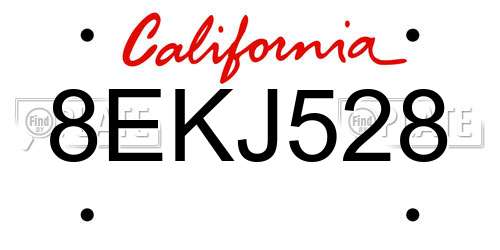 8EKJ528 California License Plate
