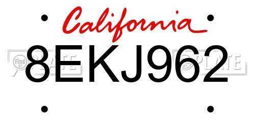 8EKJ962 California License Plate