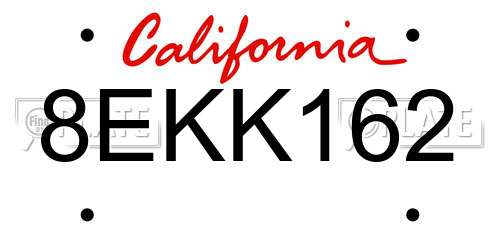 8EKK162 California License Plate