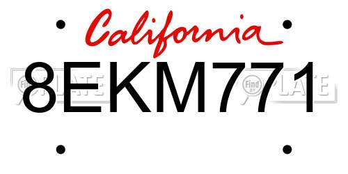 8EKM771 California License Plate