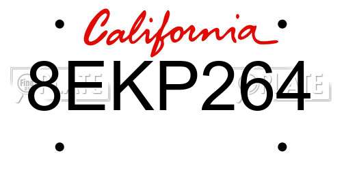 8EKP264 California License Plate