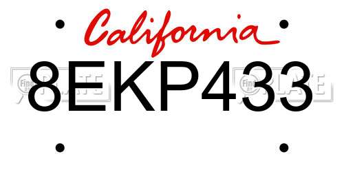 8EKP433 California License Plate