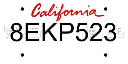 8EKP523 California License Plate