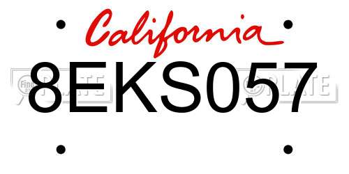8EKS057 California License Plate