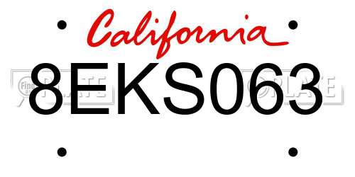 8EKS063 California License Plate