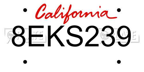 8EKS239 California License Plate