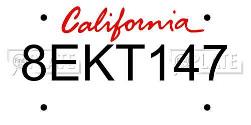8EKT147 California License Plate