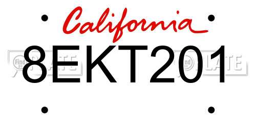 8EKT201 California License Plate
