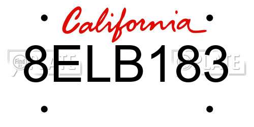 8ELB183 California License Plate