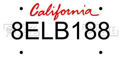 8ELB188 California License Plate
