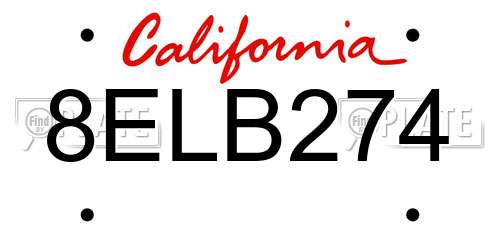 8ELB274 California License Plate