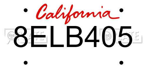 8ELB405 California License Plate