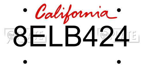 8ELB424 California License Plate