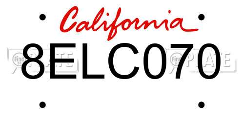 8ELC070 California License Plate