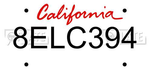 8ELC394 California License Plate