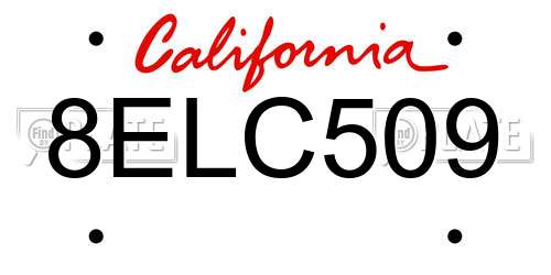 8ELC509 California License Plate