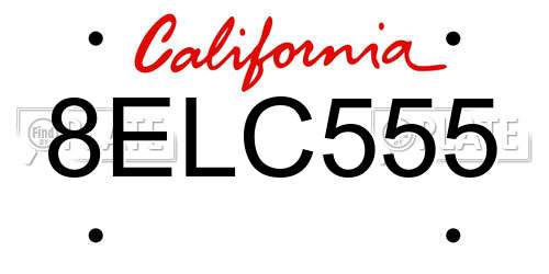 8ELC555 California License Plate