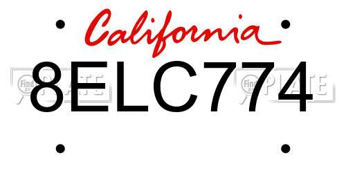 8ELC774 California License Plate