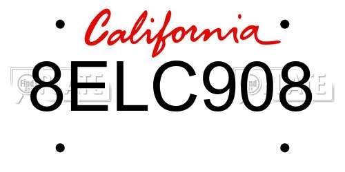 8ELC908 California License Plate