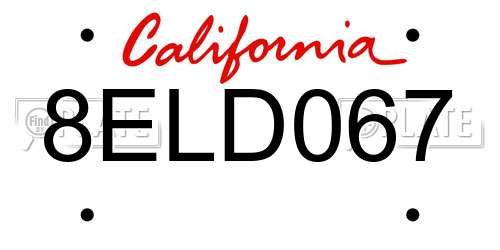 8ELD067 California License Plate