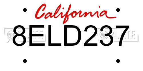 8ELD237 California License Plate