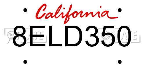 8ELD350 California License Plate