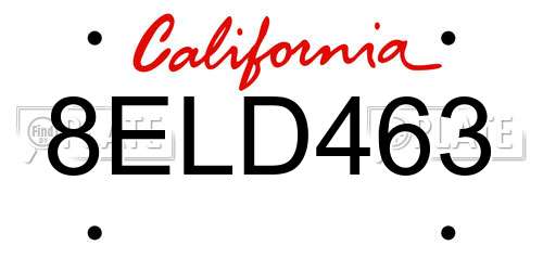 8ELD463 California License Plate
