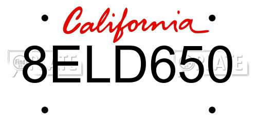 8ELD650 California License Plate