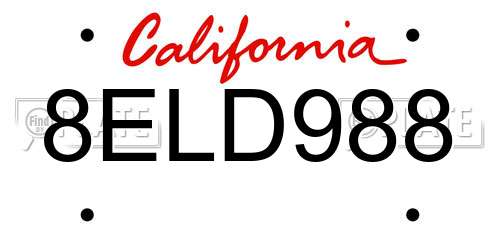 8ELD988 California License Plate