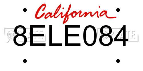 8ELE084 California License Plate