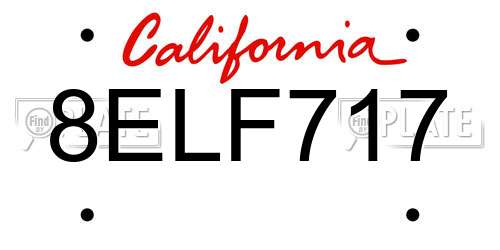 8ELF717 California License Plate