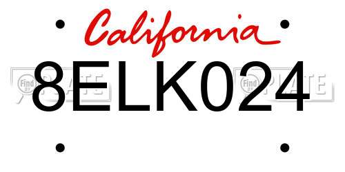 8ELK024 California License Plate