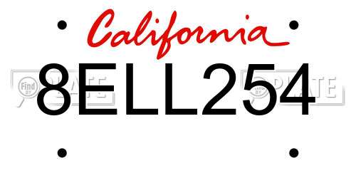 8ELL254 California License Plate