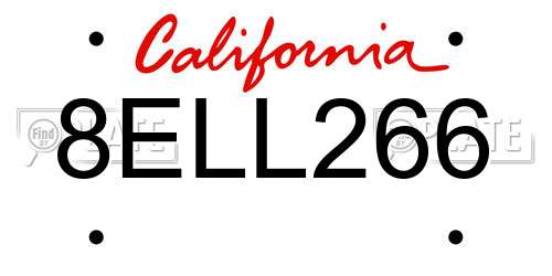 8ELL266 California License Plate