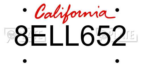 8ELL652 California License Plate