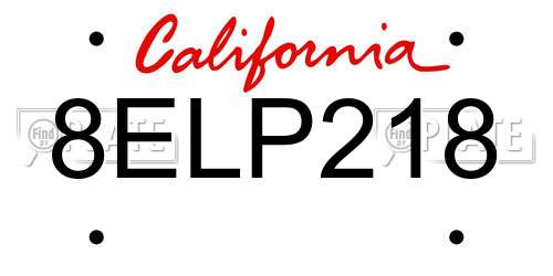 8ELP218 California License Plate