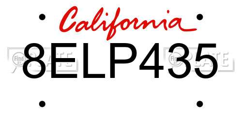 8ELP435 California License Plate