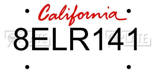 8ELR141 California License Plate