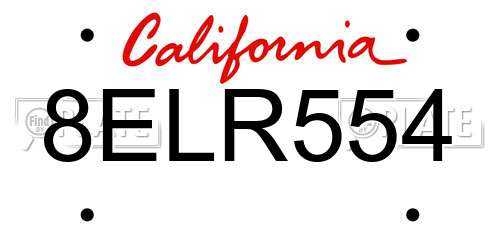 8ELR554 California License Plate