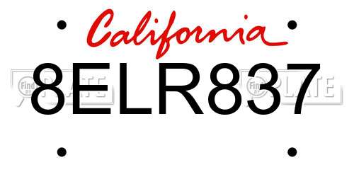 8ELR837 California License Plate